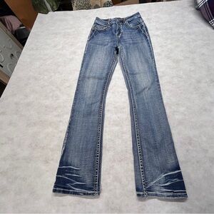 Vintage LIVE HARD PLAY HARD Blue Wide Leg Flare Jeans Size 2